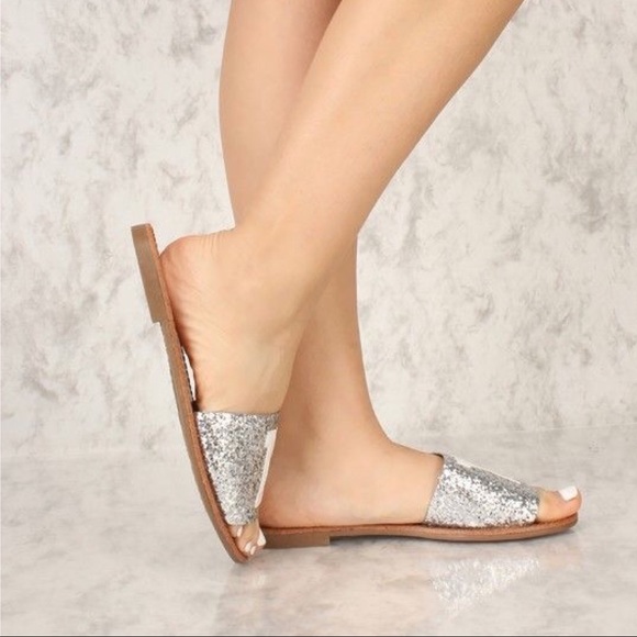 Silver NY Patch Slip On Sandals!. - Picture 3 of 4